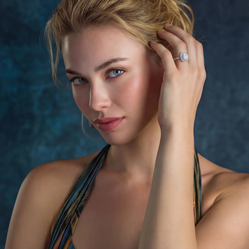 Double Halo Promise Moissanite Ring by Shaun's