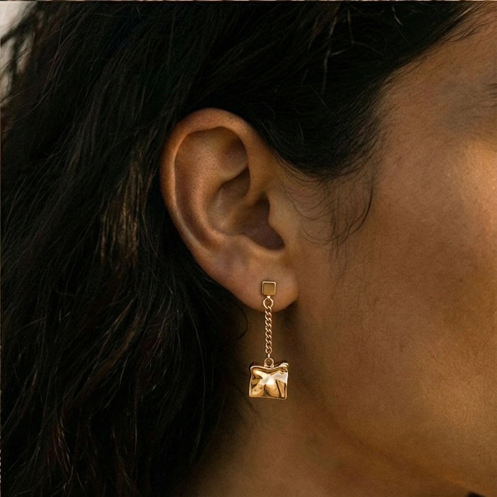 Crumpled Cube Drop Earrings by Shaun's