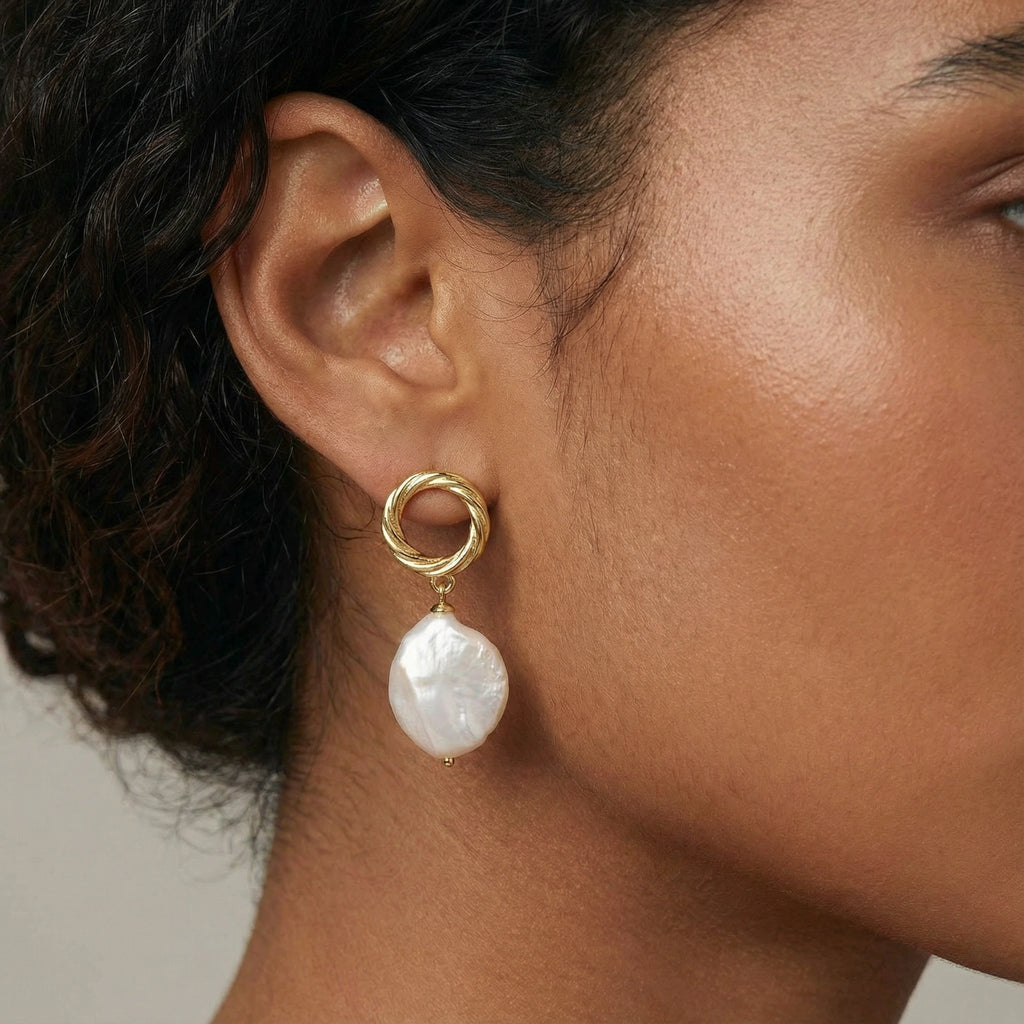Pearl Glow Drop Earrings by Shaun's