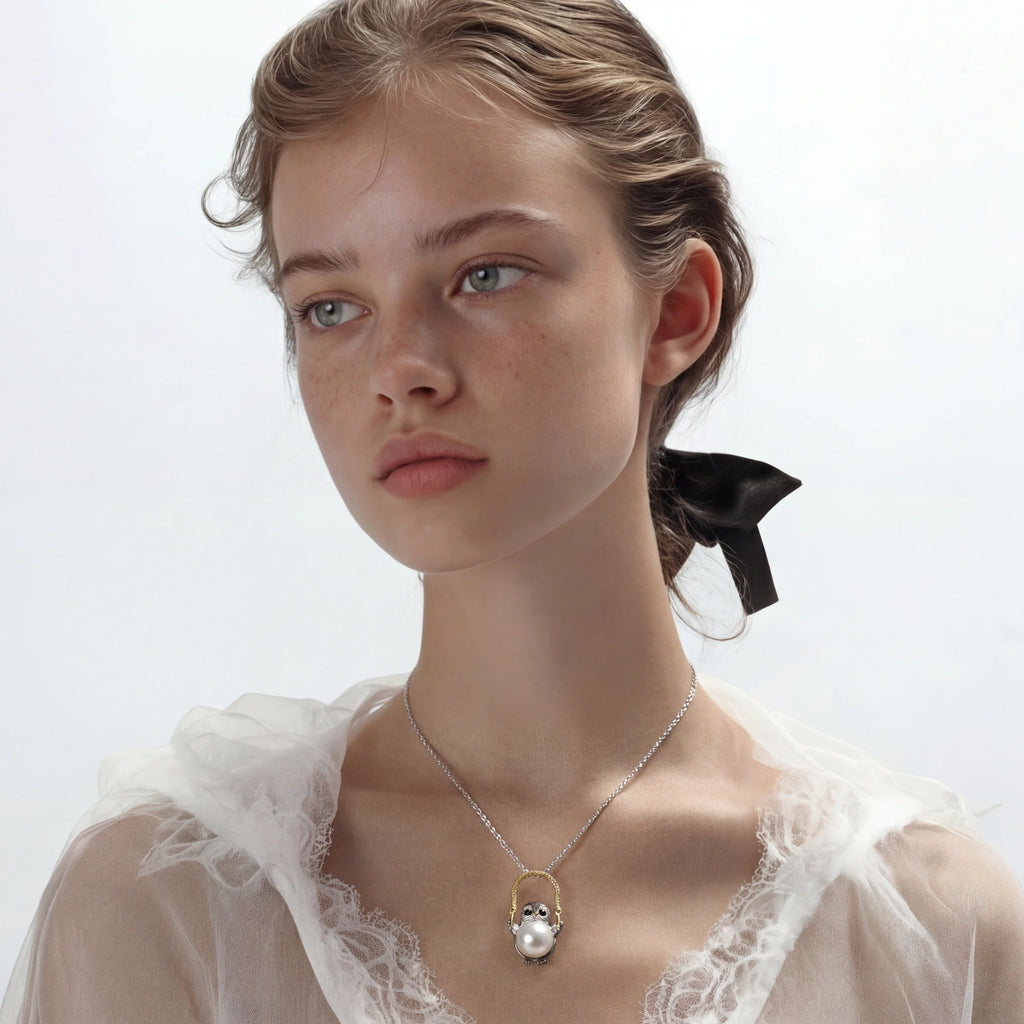 Wise Owl Pearl Necklace by Shaun's