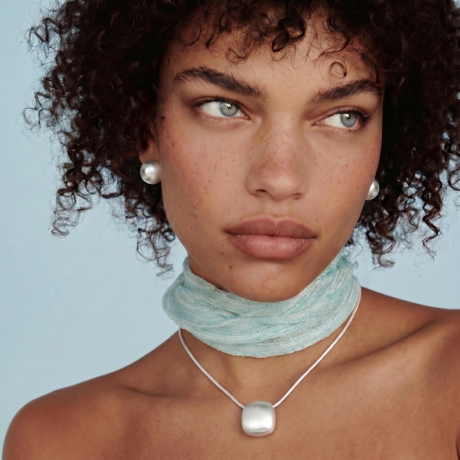 Brushed Silver Disc Necklace by Shaun's