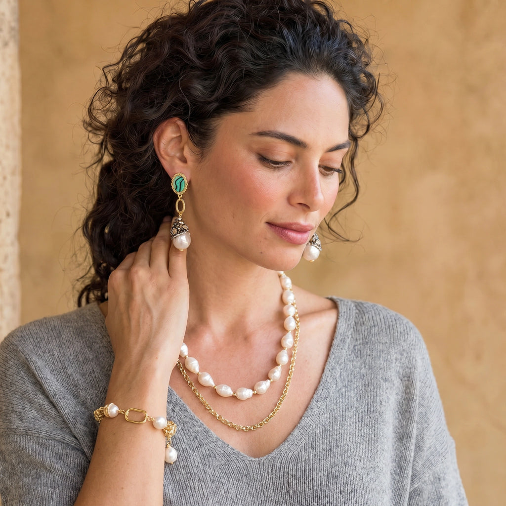 Baroque Pearl Statement Earrings by Shaun's