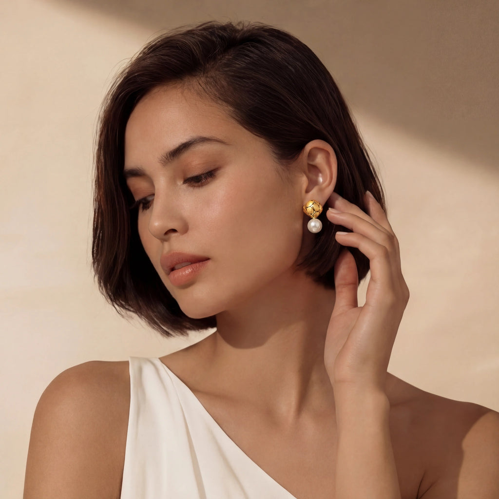 Petal Drop Pearl Earrings by Shaun's