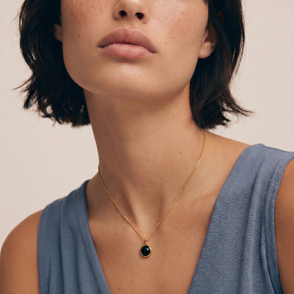 Midnight Agate Circle Necklace by Shaun's