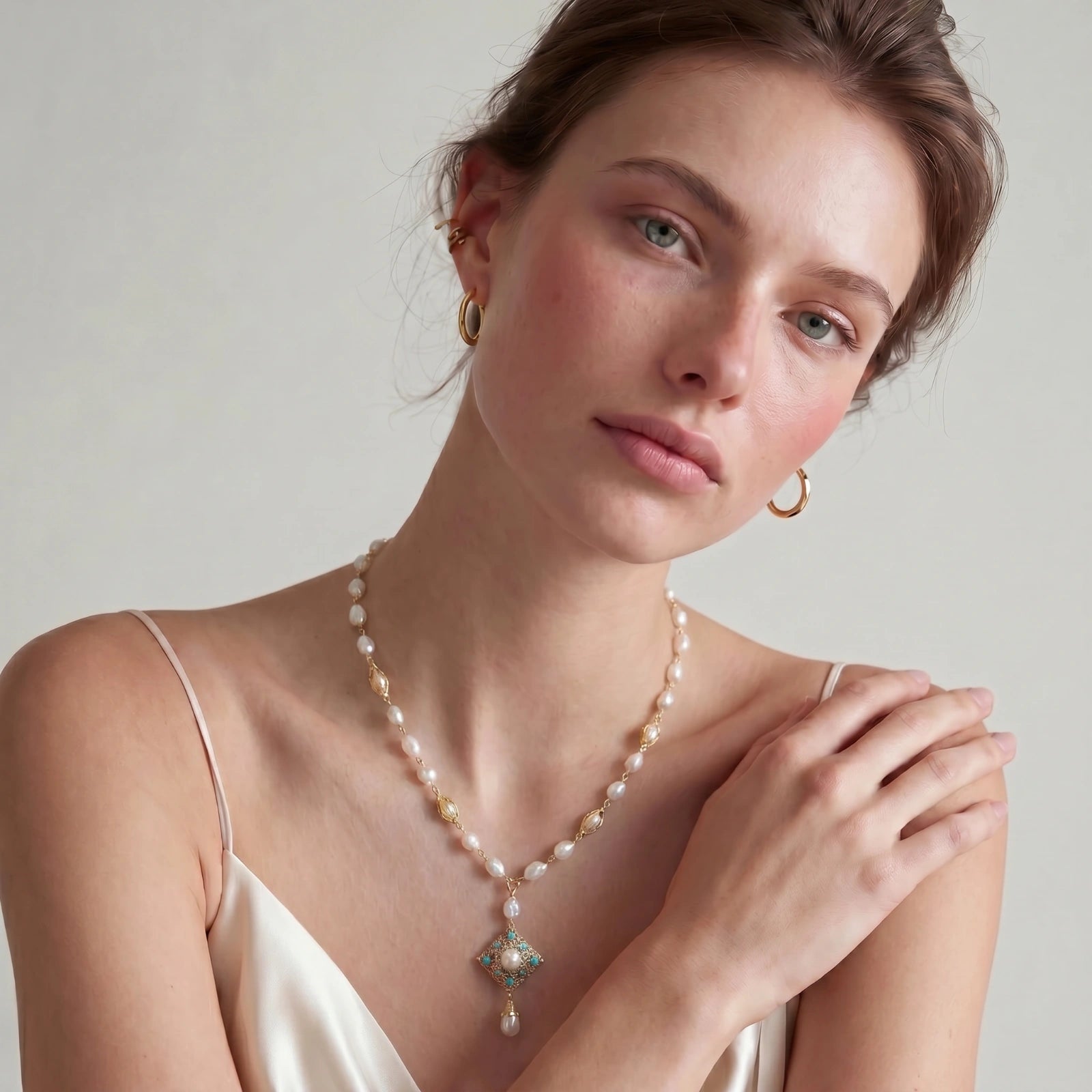 Celestial Pearl Drop Necklace by Shaun's